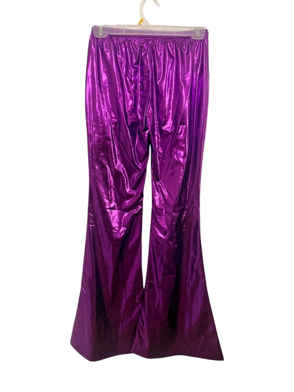 Women's Purple Metallic Shiny Bell Bottom Flare Pants, NWT, iBotom Castle, Sz M,